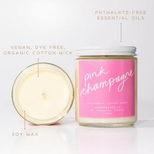 Pink Champagne: 8 oz Soy Wax Hand-Poured Candle