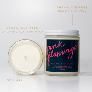 Pink Flamingo: 8 oz Soy Wax Hand-Poured Candle
